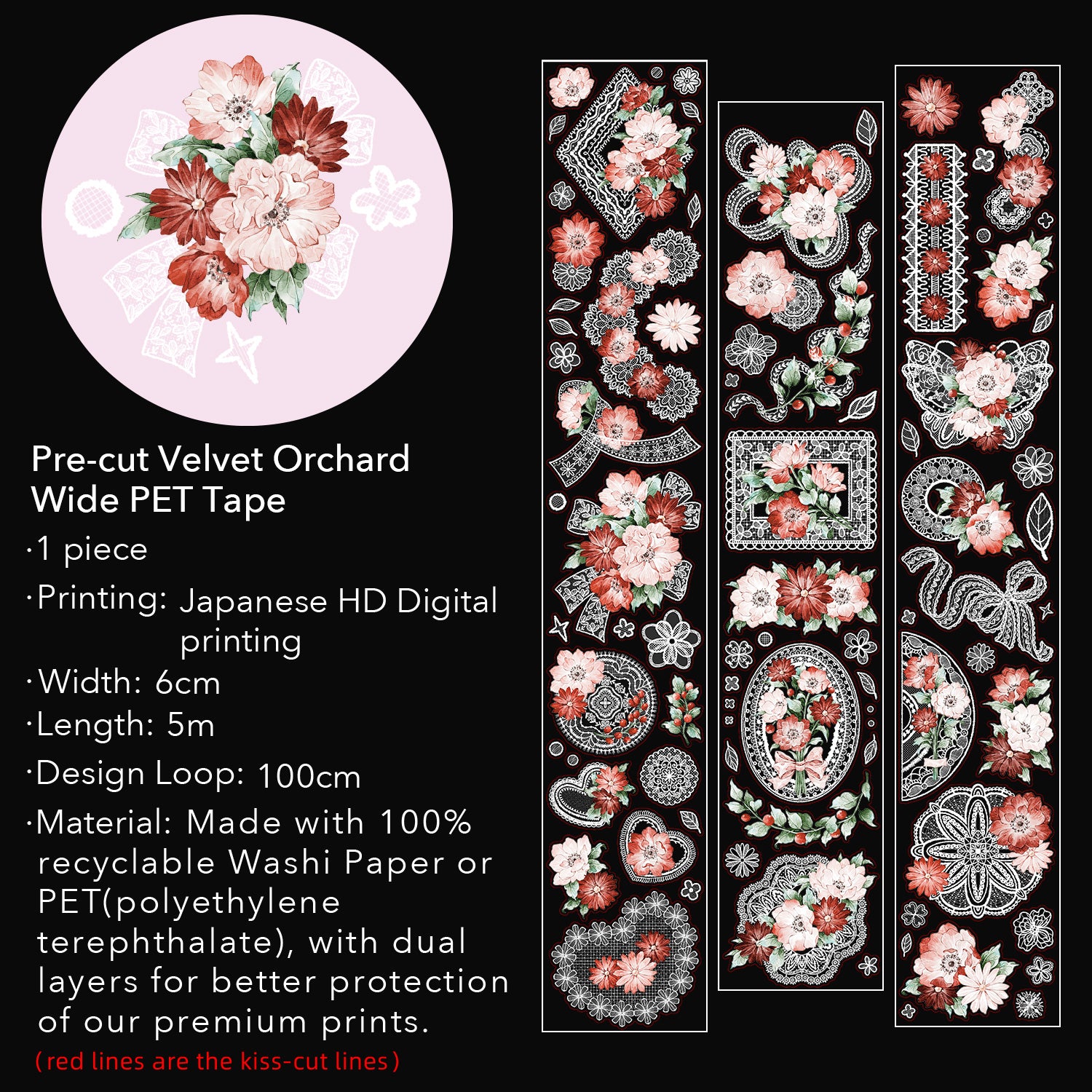 Pre-cut Heirloom Lace Washi/PET Tape - immagine 14
