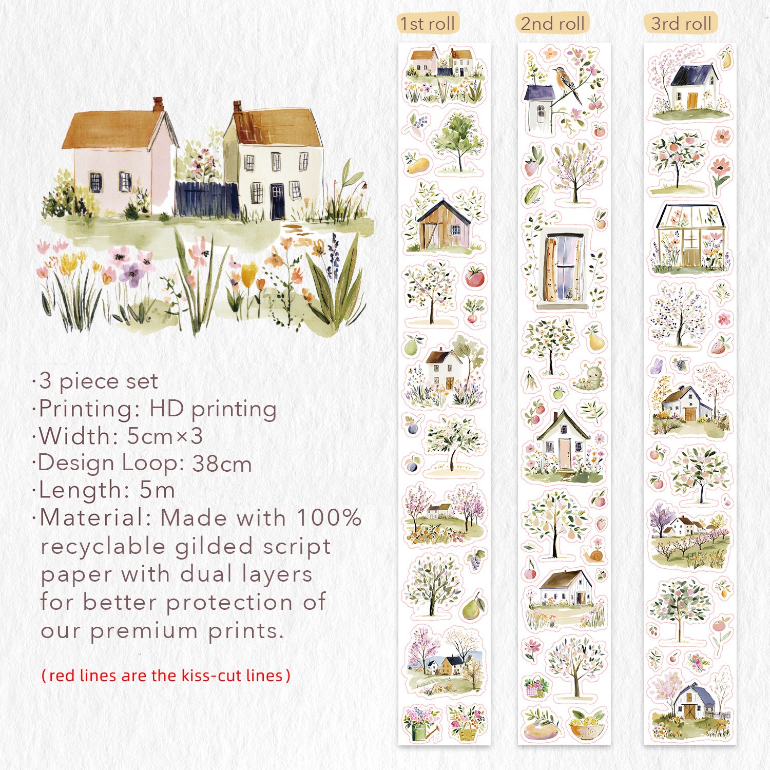Pre-cut Sunlit Orchard Script Tape Set (GILDED) - immagine 12