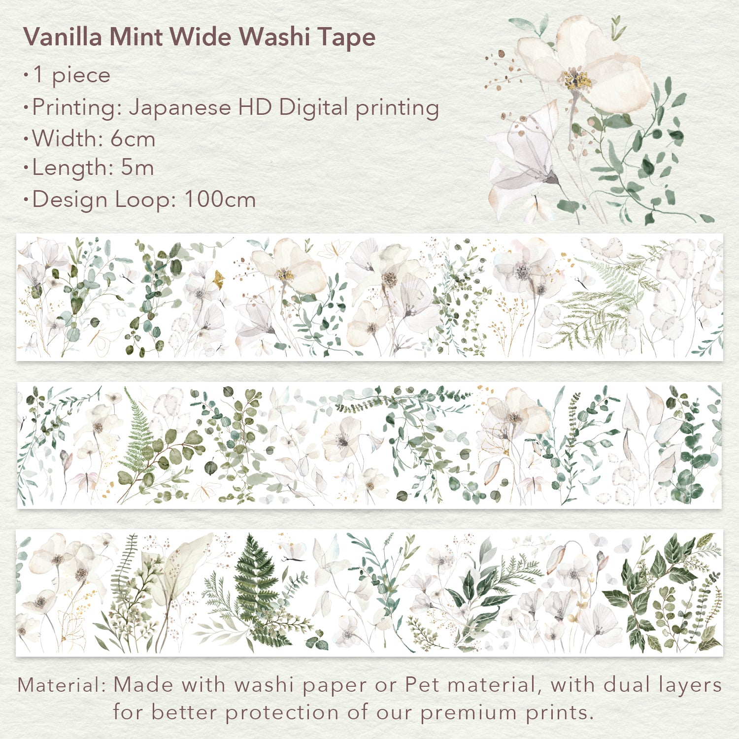 Vanilla Mint Wide Washi/PET Tape - immagine 10