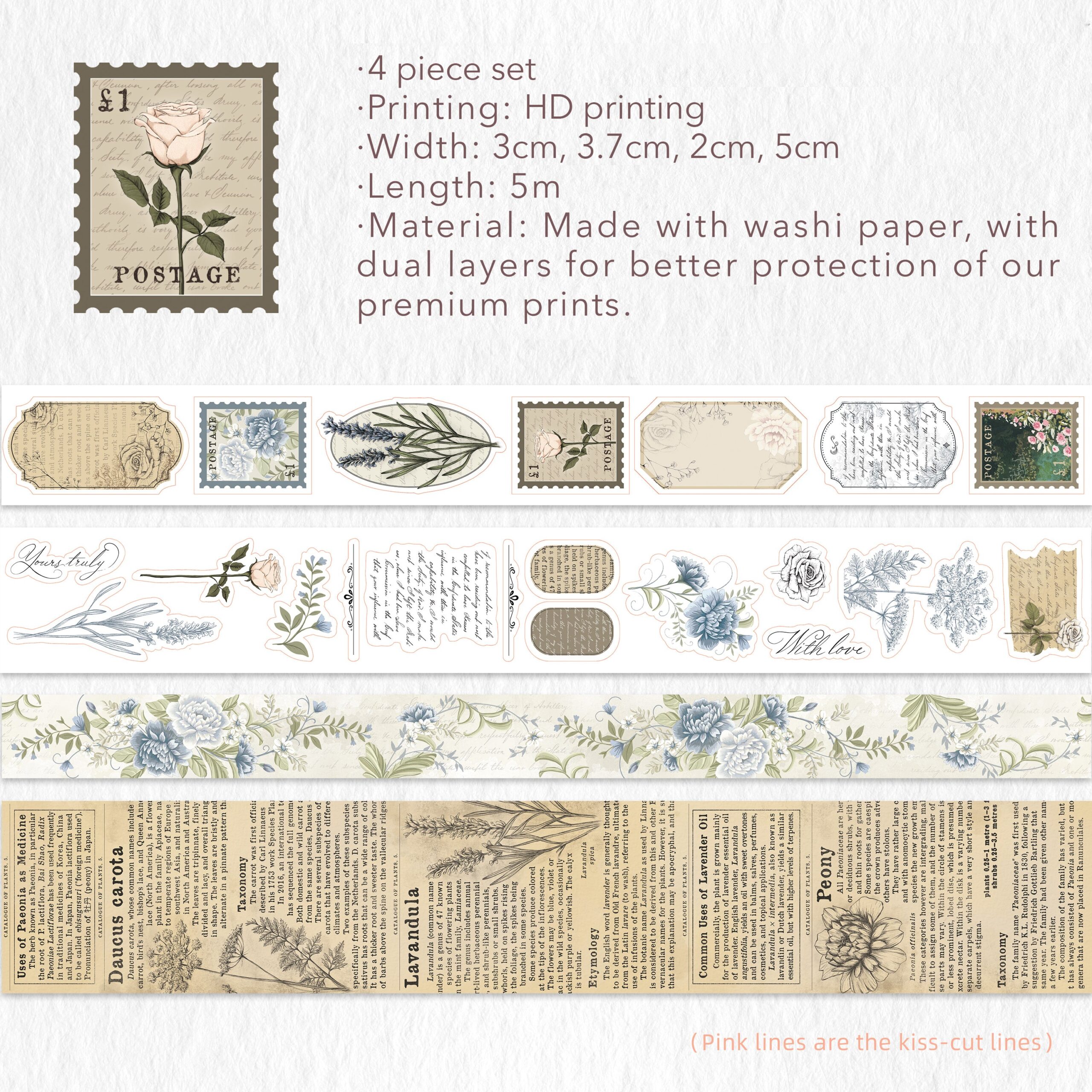 Petals & Parchment Washi Tape Sticker Set - immagine 10