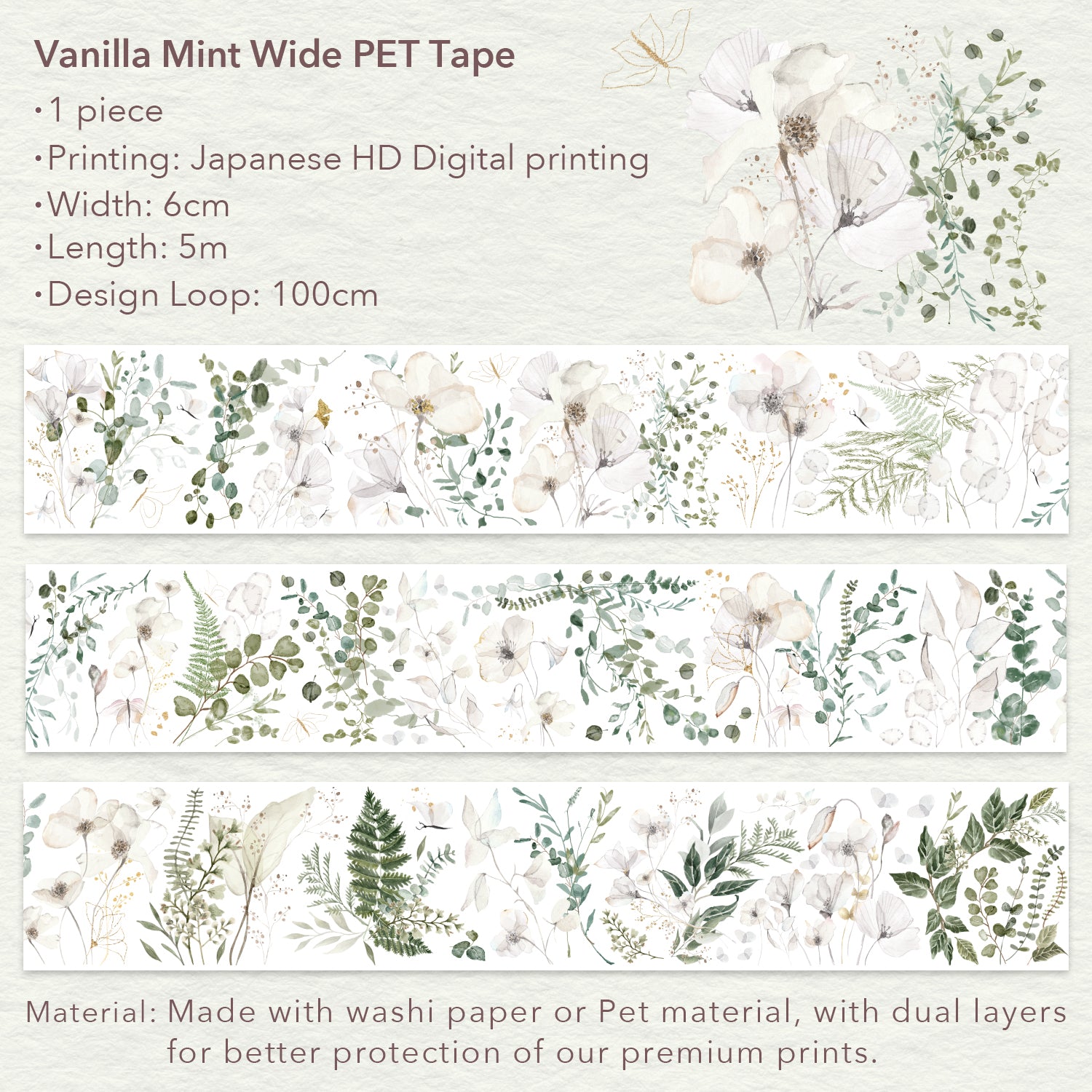 Vanilla Mint Wide Washi/PET Tape - immagine 8
