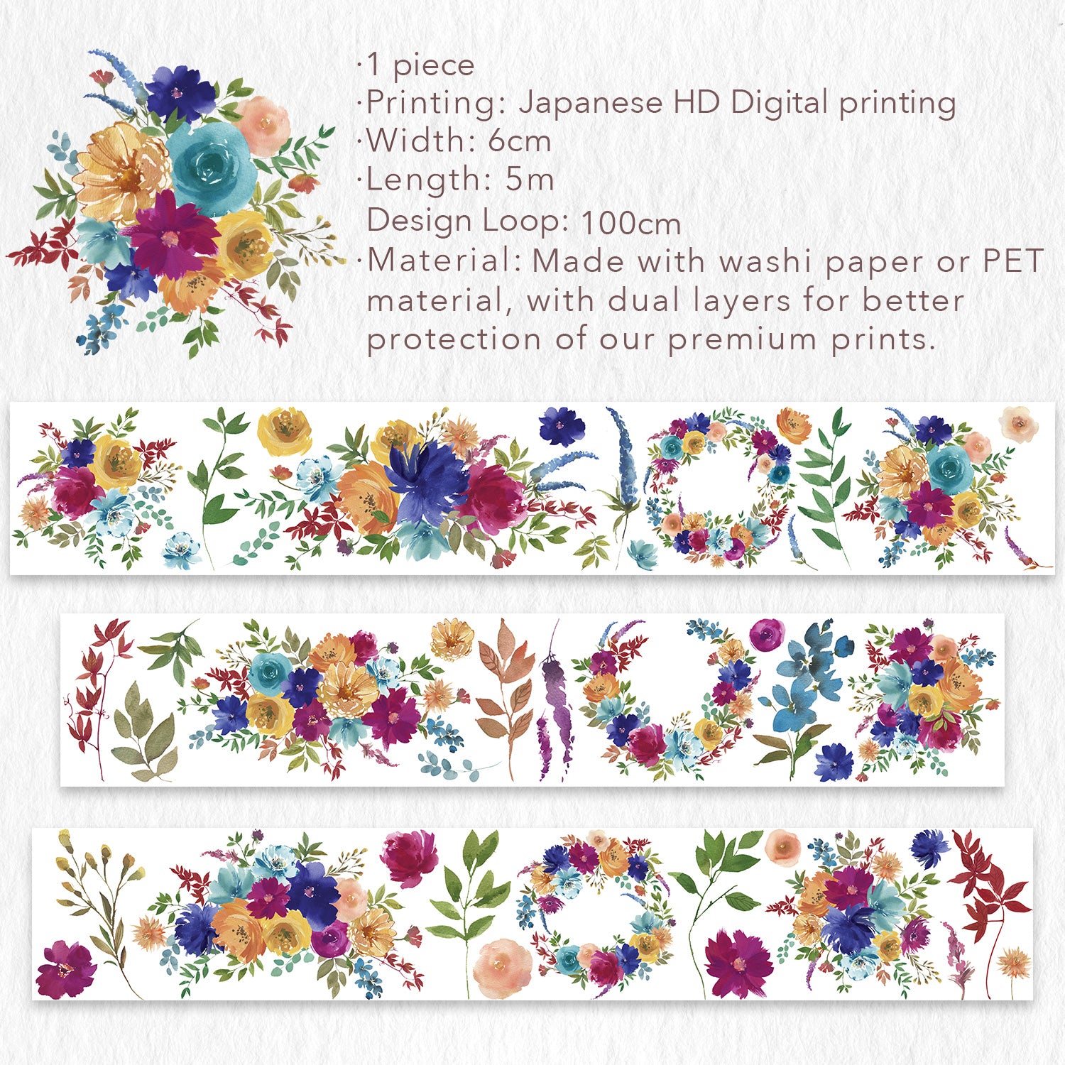 Pretty Florals Wide Washi/PET Tape - immagine 8