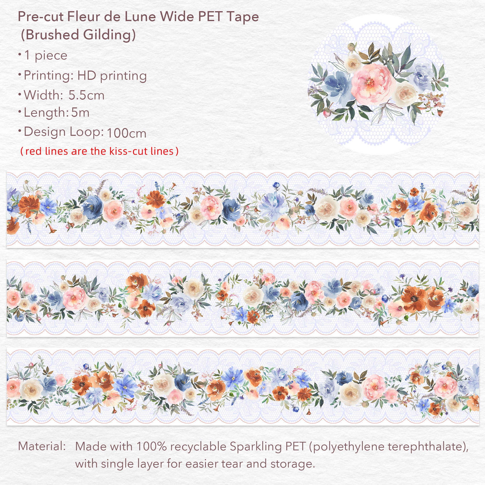 Pre-cut Fleur de Lune Wide PET Tape (Sparking) - immagine 11