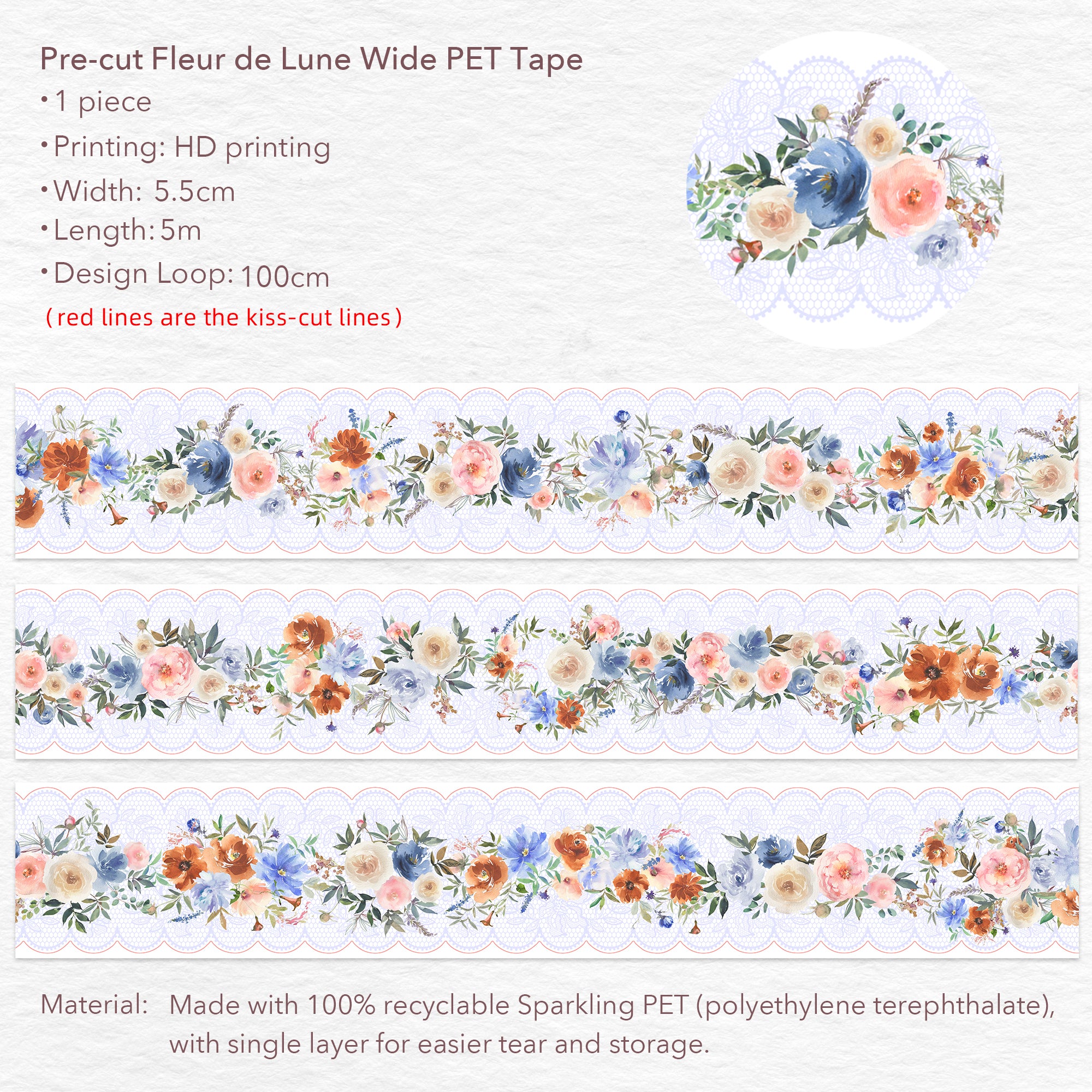 Pre-cut Fleur de Lune Wide PET Tape (Sparking) - immagine 10