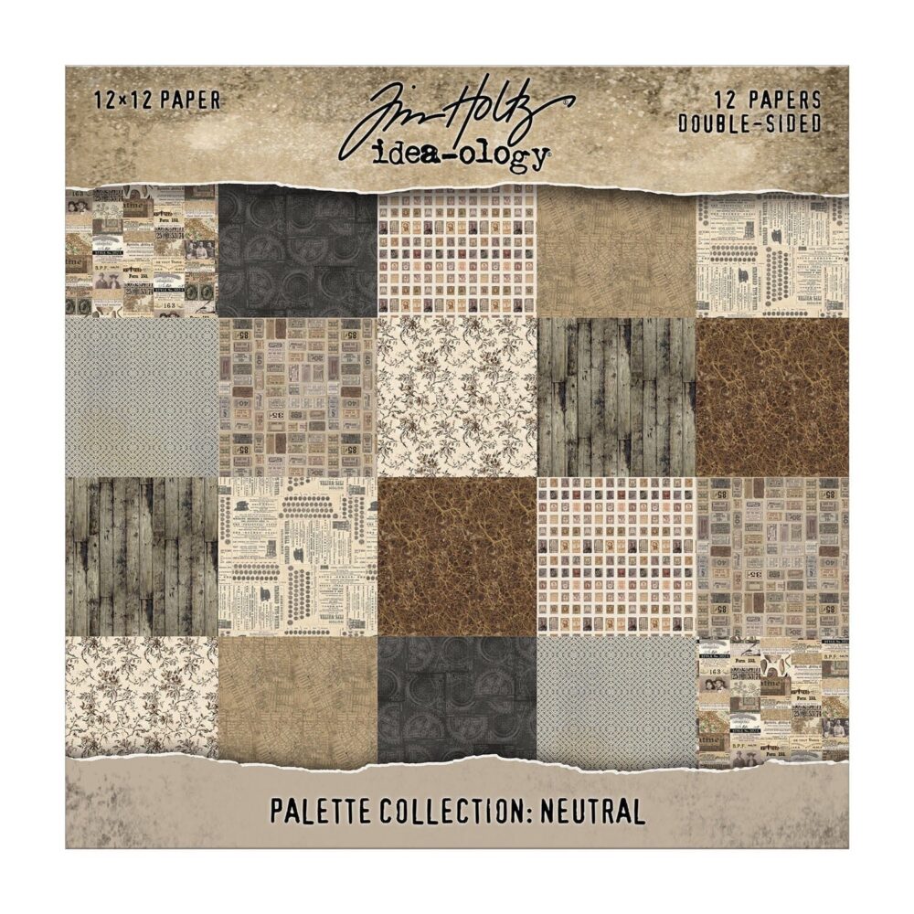 Tim Holtz Idea-ology Palette Neutral – Carte 12x12", 12 fogli