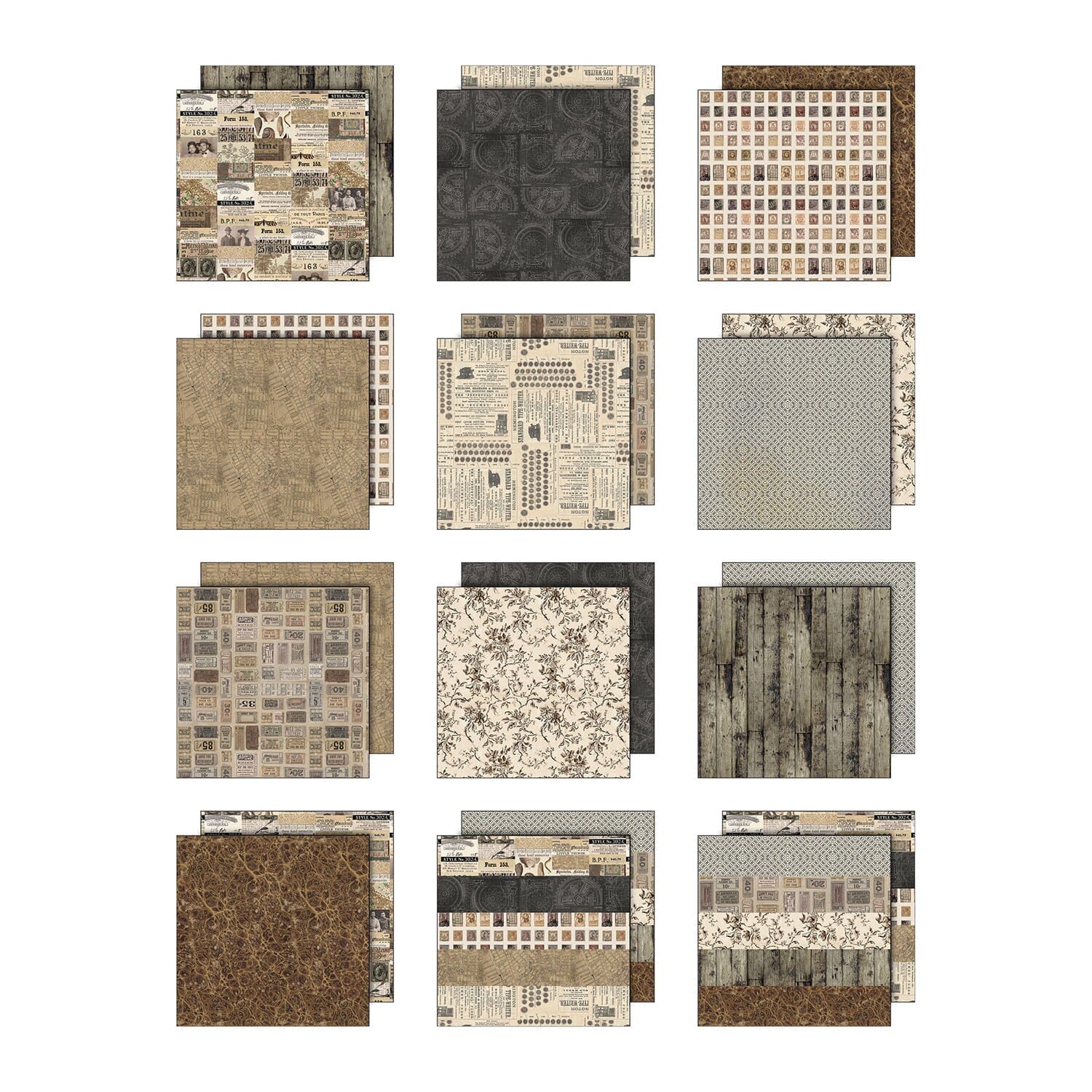 Tim Holtz Idea-ology Palette Neutral – Carte 12x12", 12 fogli - immagine 2