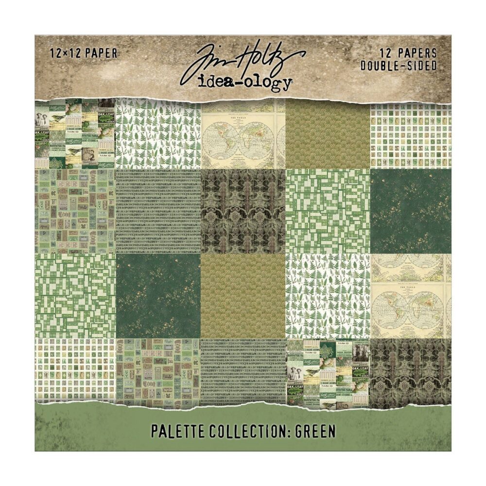 Tim Holtz Idea-ology Palette Green – Carte 12x12", 12 fogli
