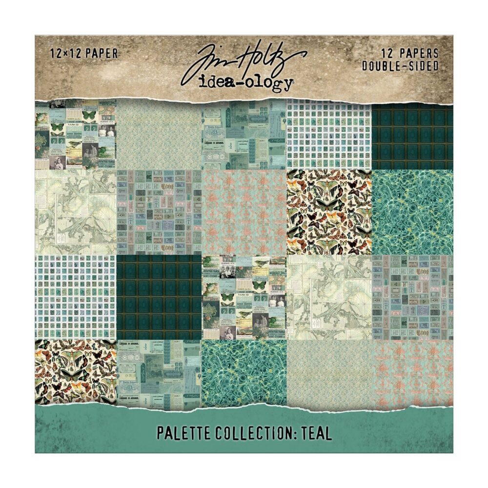 Tim Holtz Idea-ology Palette Teal – Carte 12x12", 12 fogli