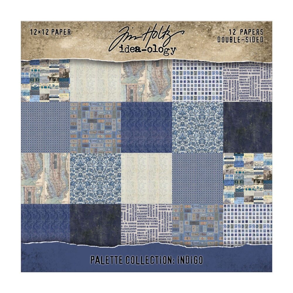Tim Holtz Idea-ology Palette Indigo – Carte 12x12", 12 fogli