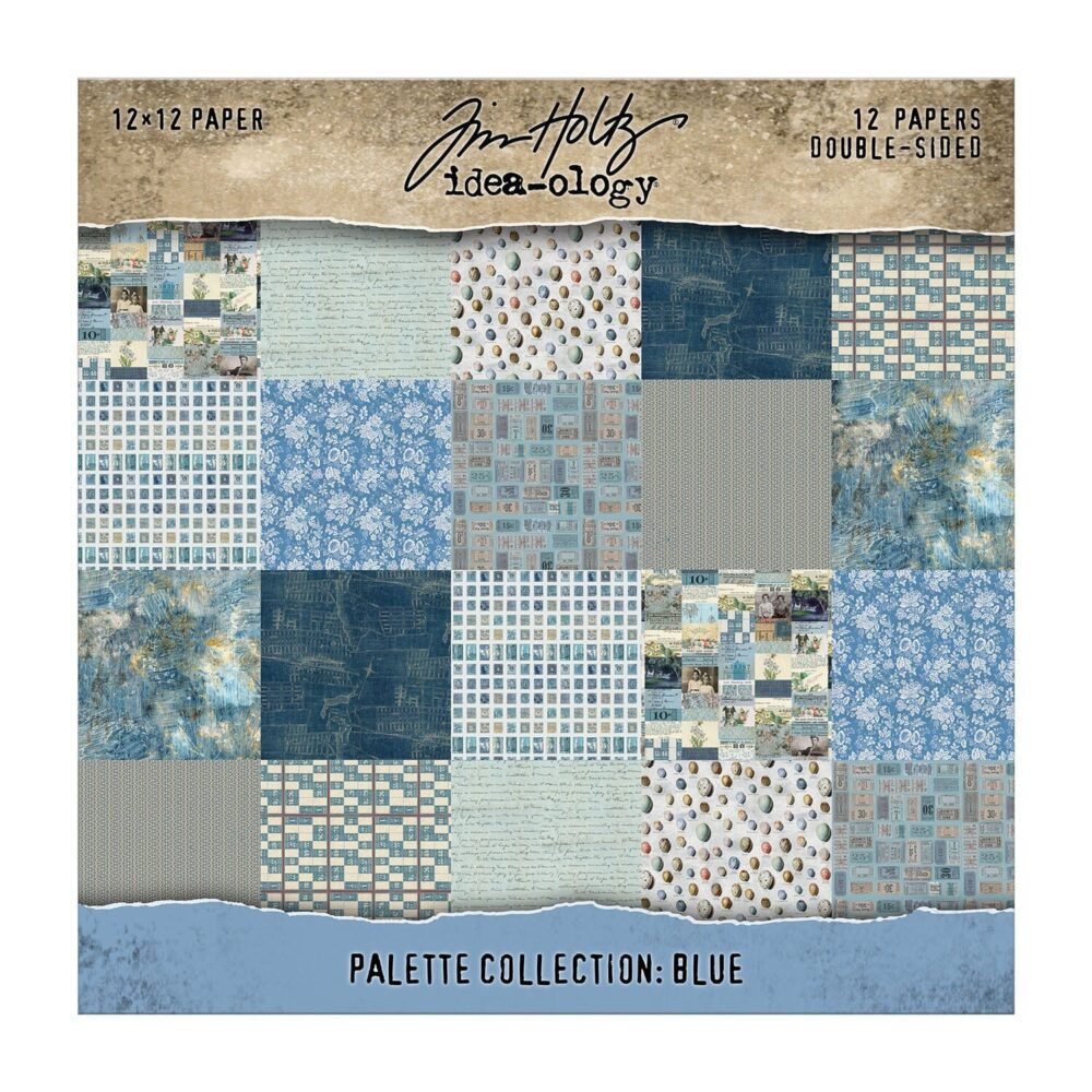Tim Holtz Idea-ology Palette Blue – Carte 12x12", 12 fogli