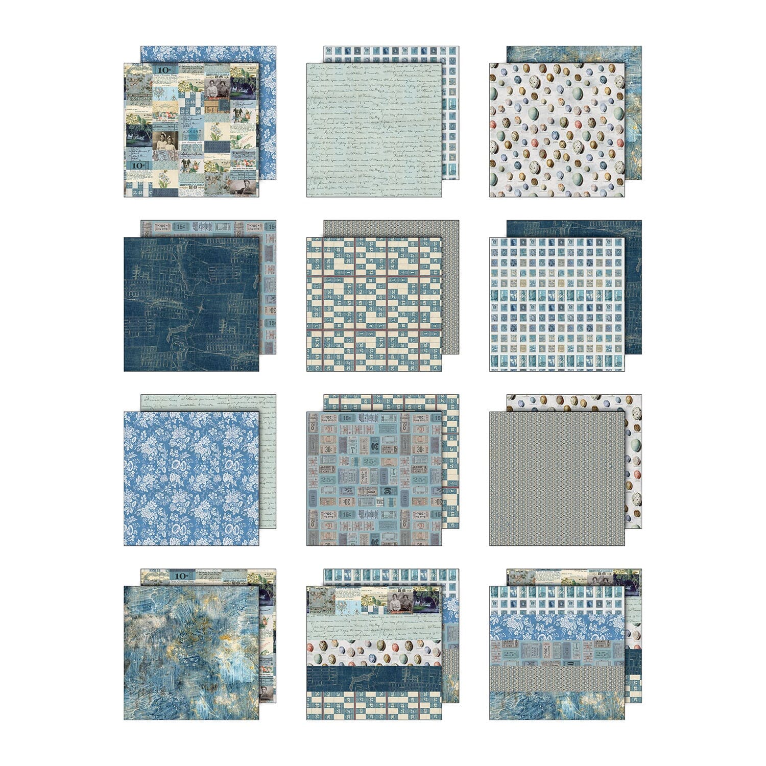 Tim Holtz Idea-ology Palette Blue – Carte 12x12", 12 fogli - immagine 2