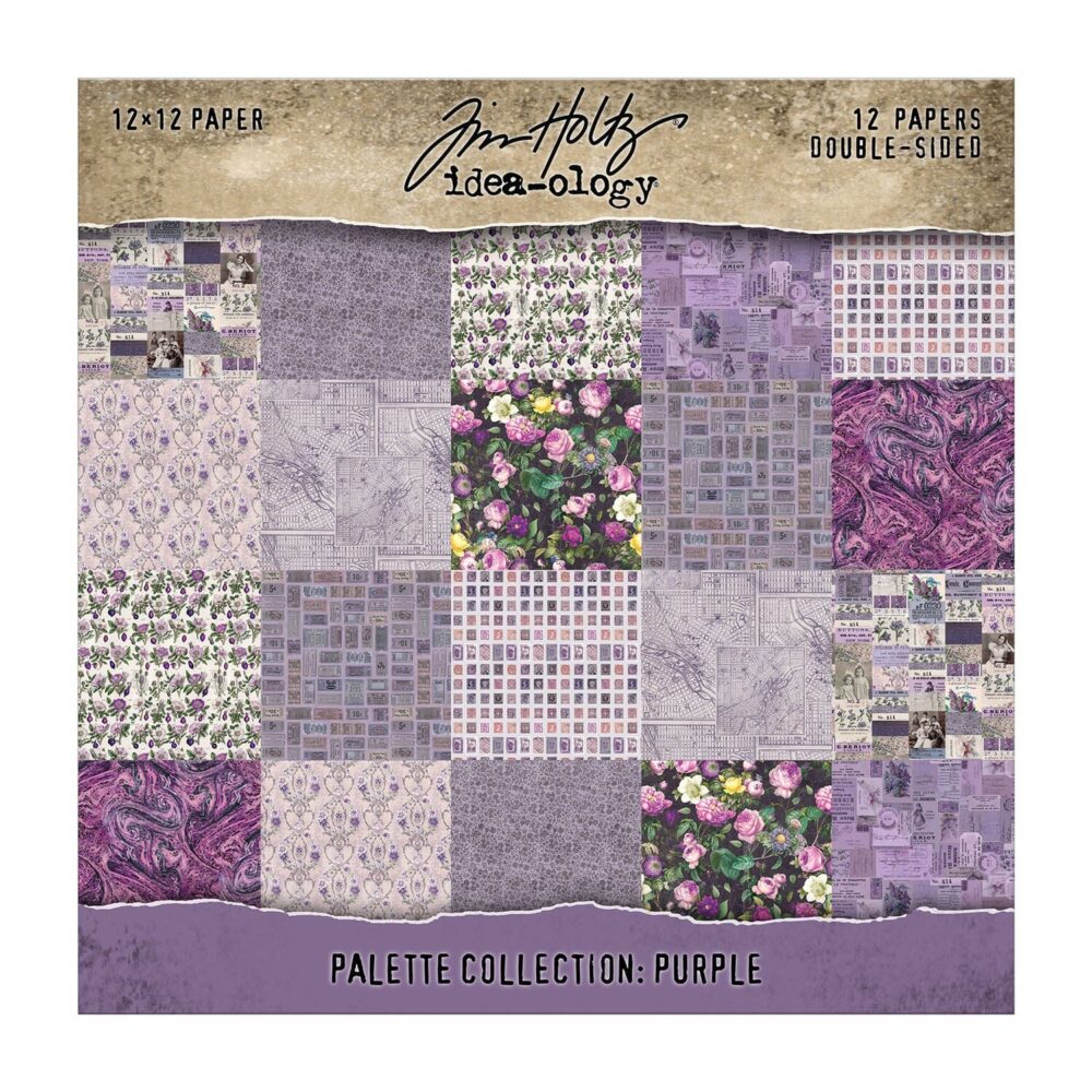 Tim Holtz Idea-ology Palette Purple – Carte 12x12", 12 fogli