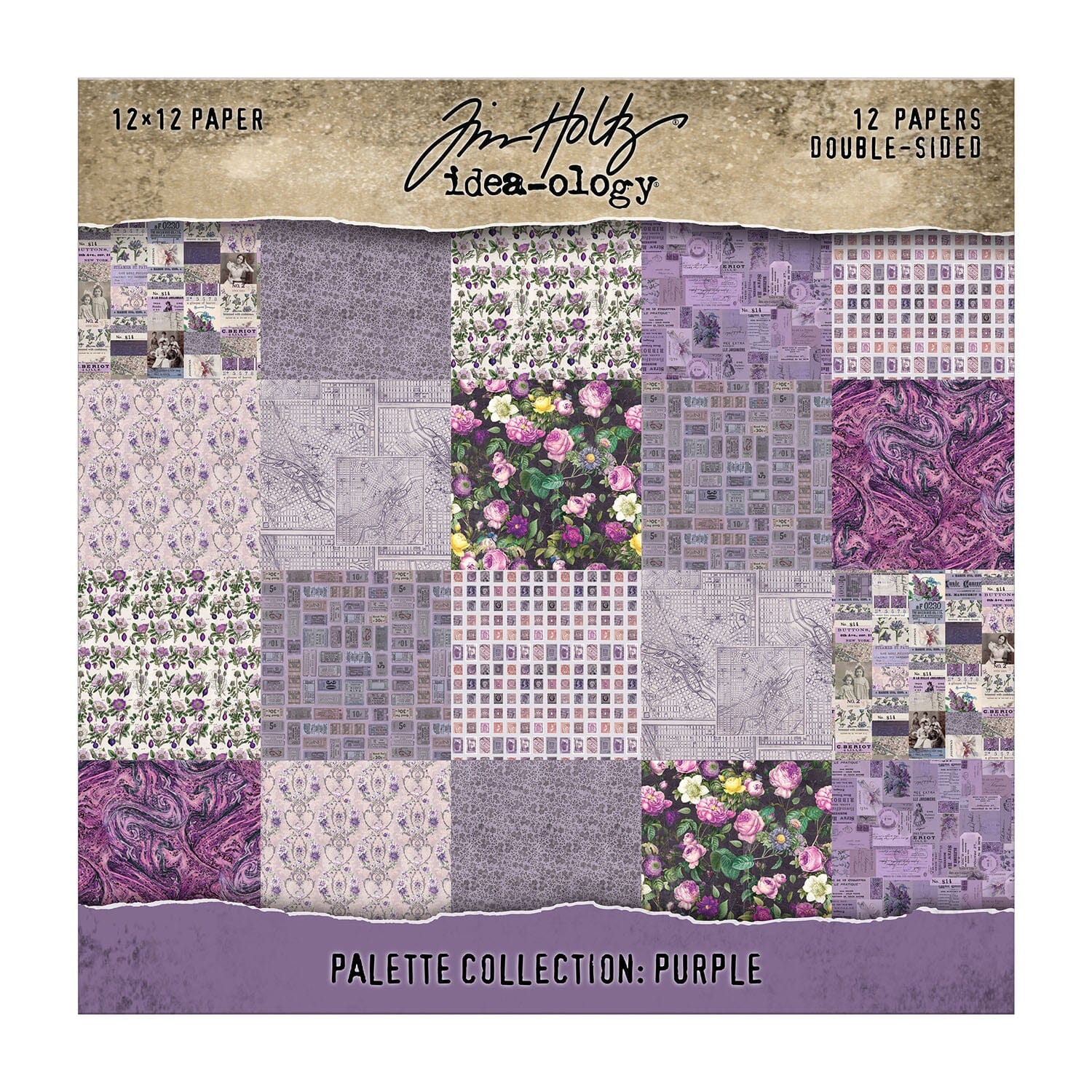 Tim Holtz Idea-ology Palette Purple – Carte 12x12", 12 fogli