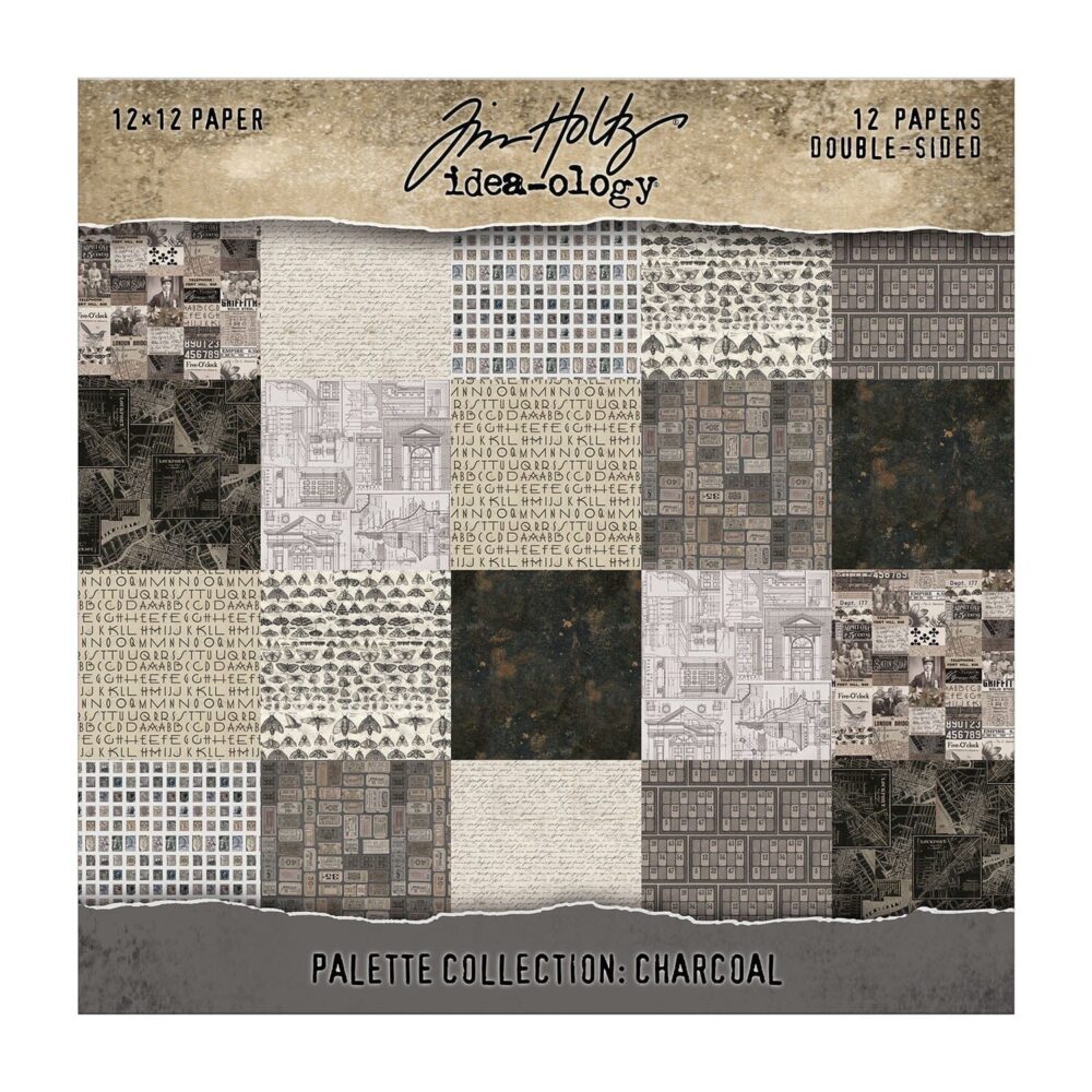 Tim Holtz Idea-ology Palette Charcoal – Carte 12x12", 12 fogli