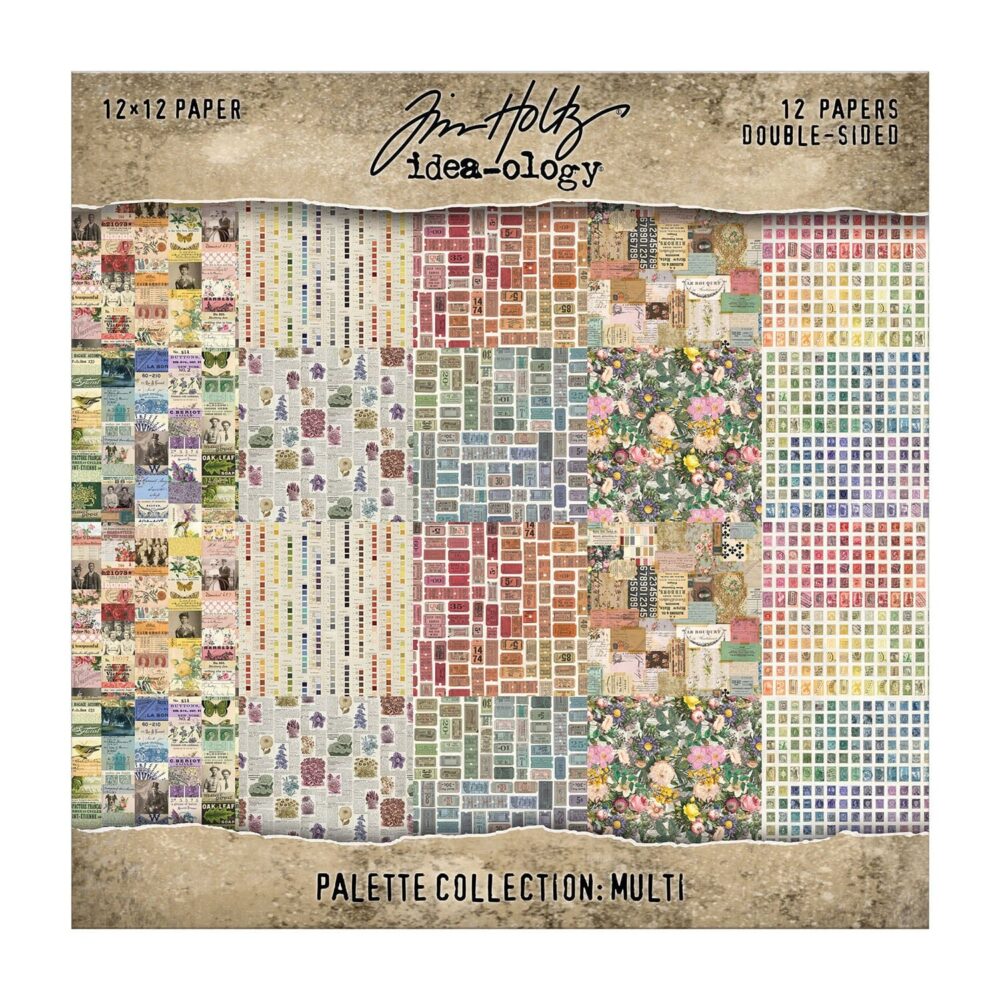 Tim Holtz Idea-ology Palette Multi – Carte 12x12", 12 fogli