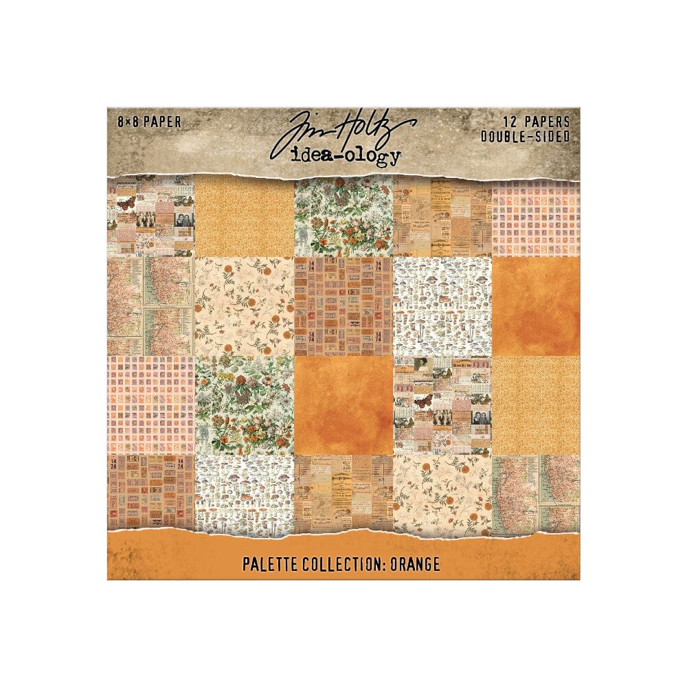 Tim Holtz Idea-ology Palette Orange – Carte 8x8", 12 fogli