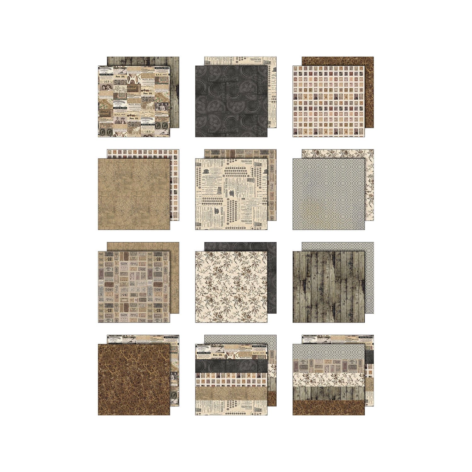 Tim Holtz Idea-ology Palette Neutral – Carte 8x8", 12 fogli - immagine 2