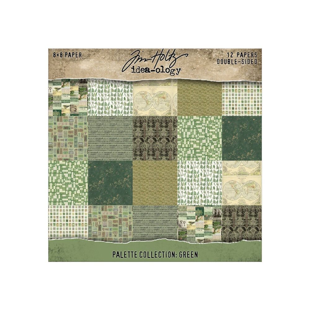 Tim Holtz Idea-ology Palette Green – Carte 8x8", 12 fogli