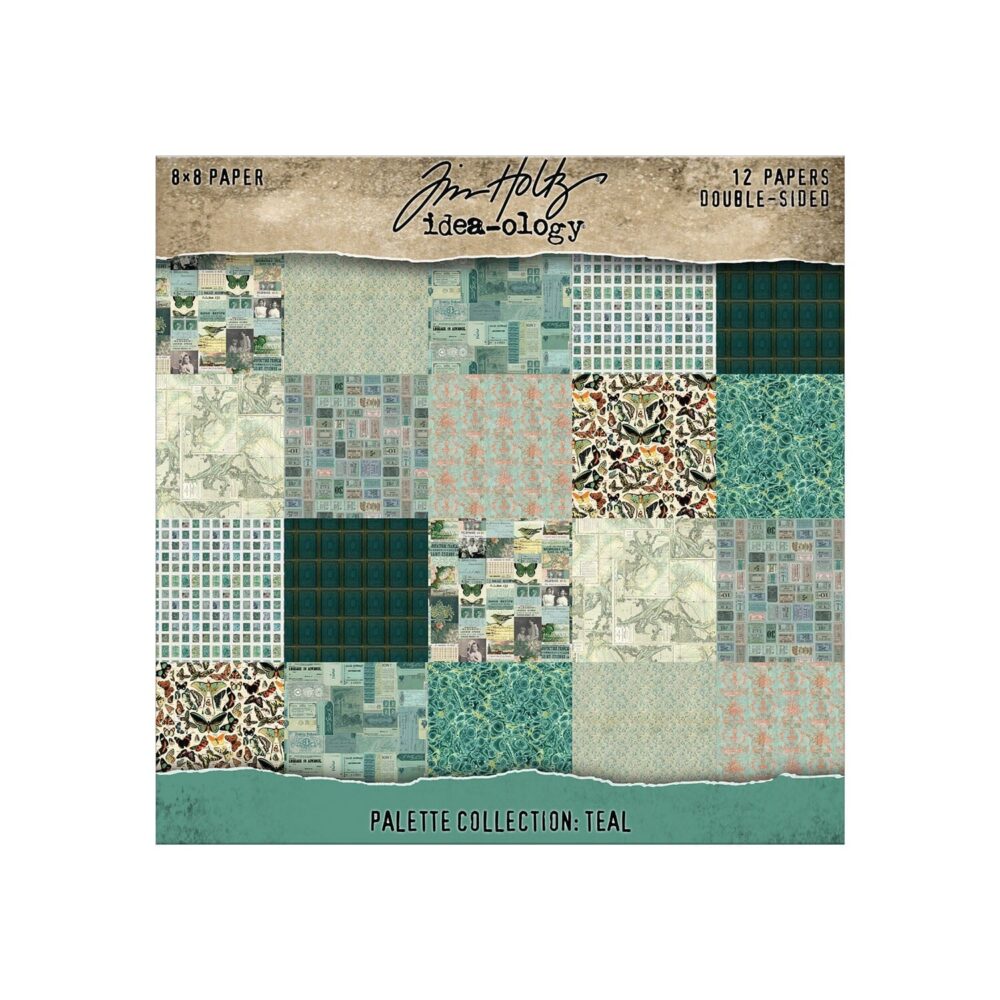 Tim Holtz Idea-ology Palette Teal – Carte 8x8", 12 fogli