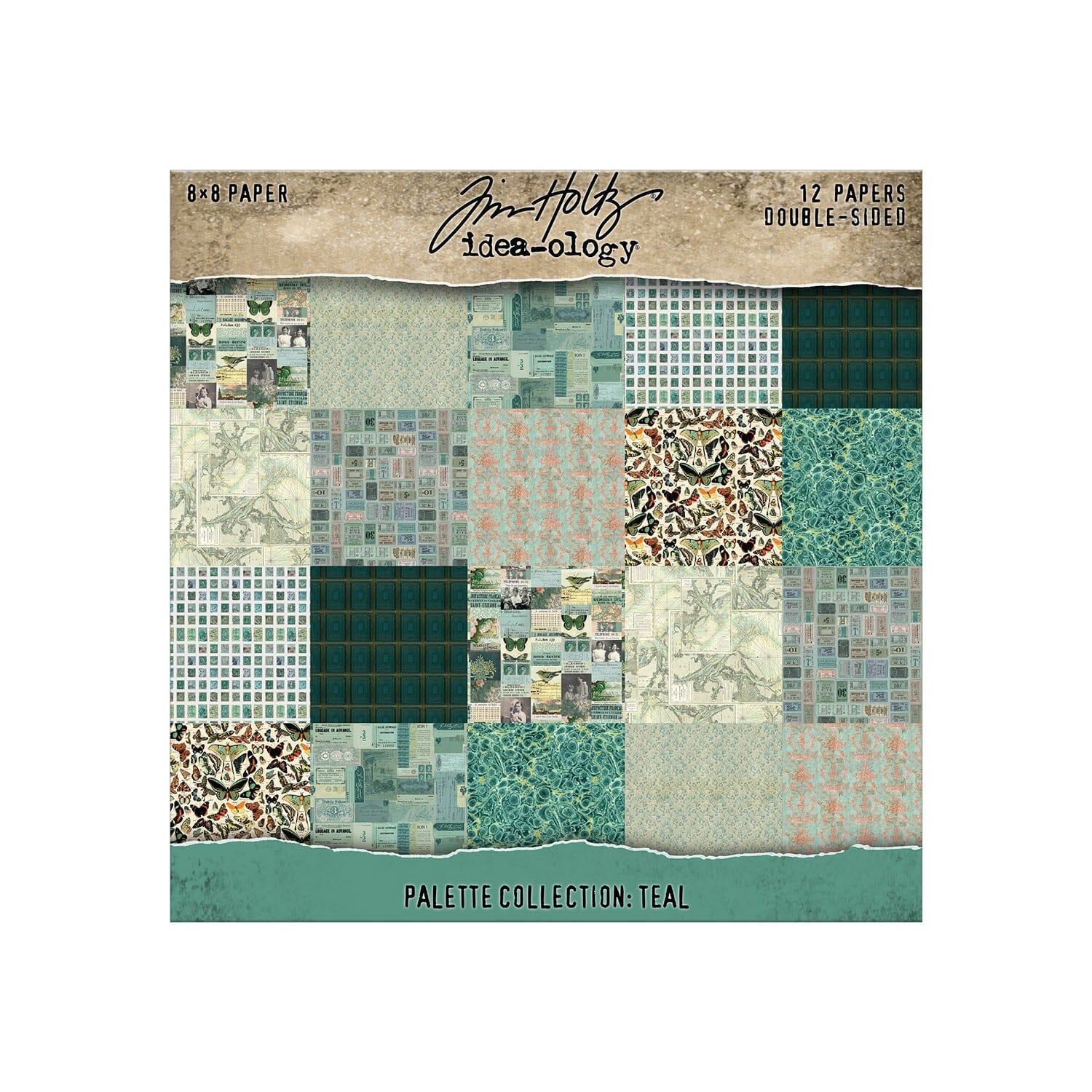 Tim Holtz Idea-ology Palette Teal – Carte 8x8", 12 fogli