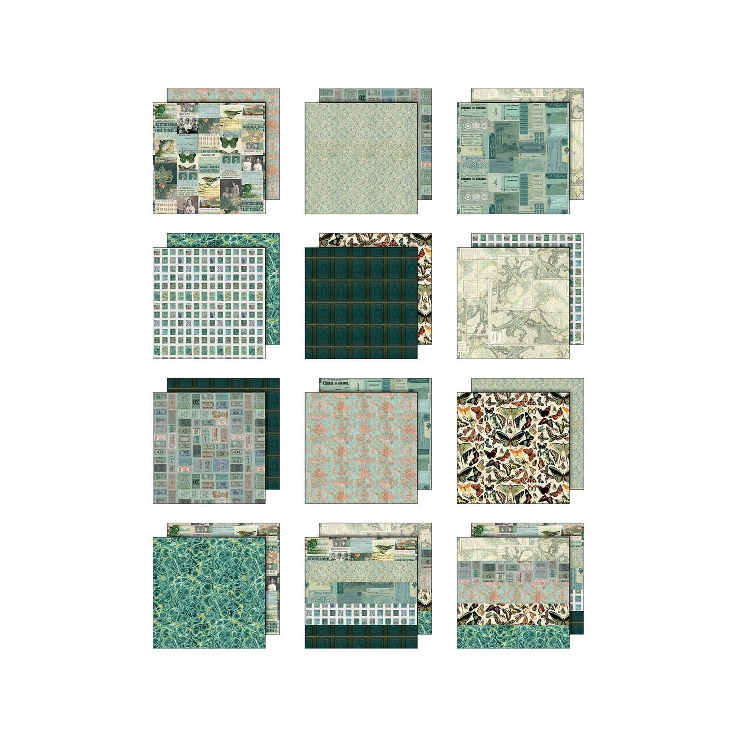 Tim Holtz Idea-ology Palette Teal – Carte 8x8", 12 fogli - immagine 2