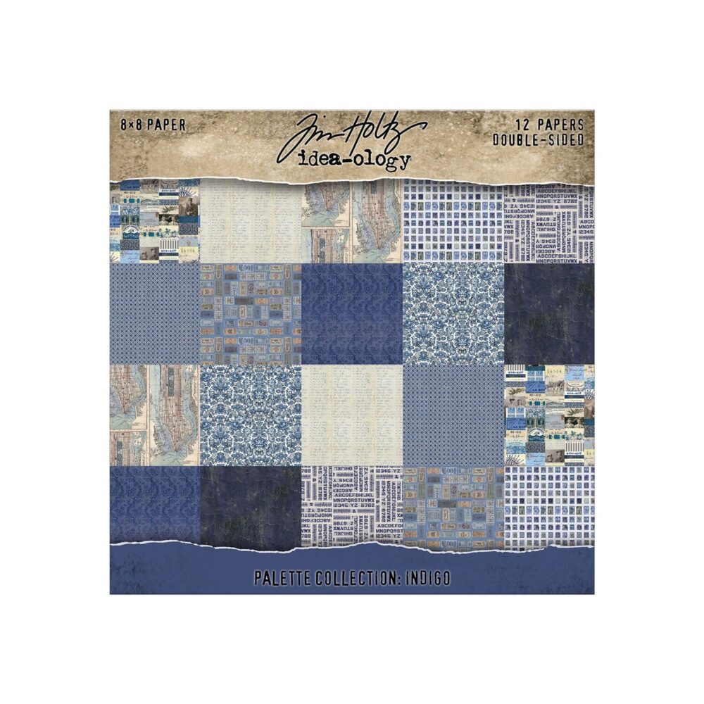 Tim Holtz Idea-ology Palette Indigo – Carte 8x8", 12 fogli