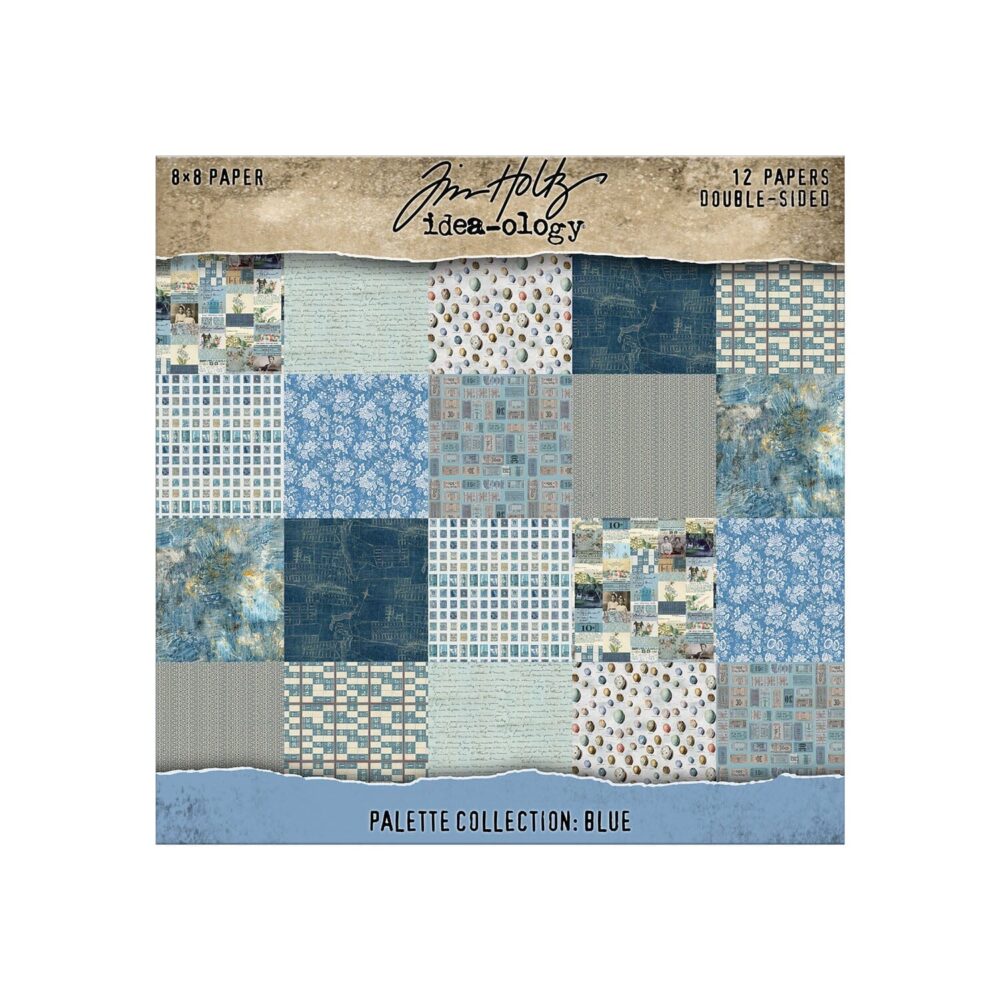 Tim Holtz Idea-ology Palette Blue – Carte 8x8", 12 fogli