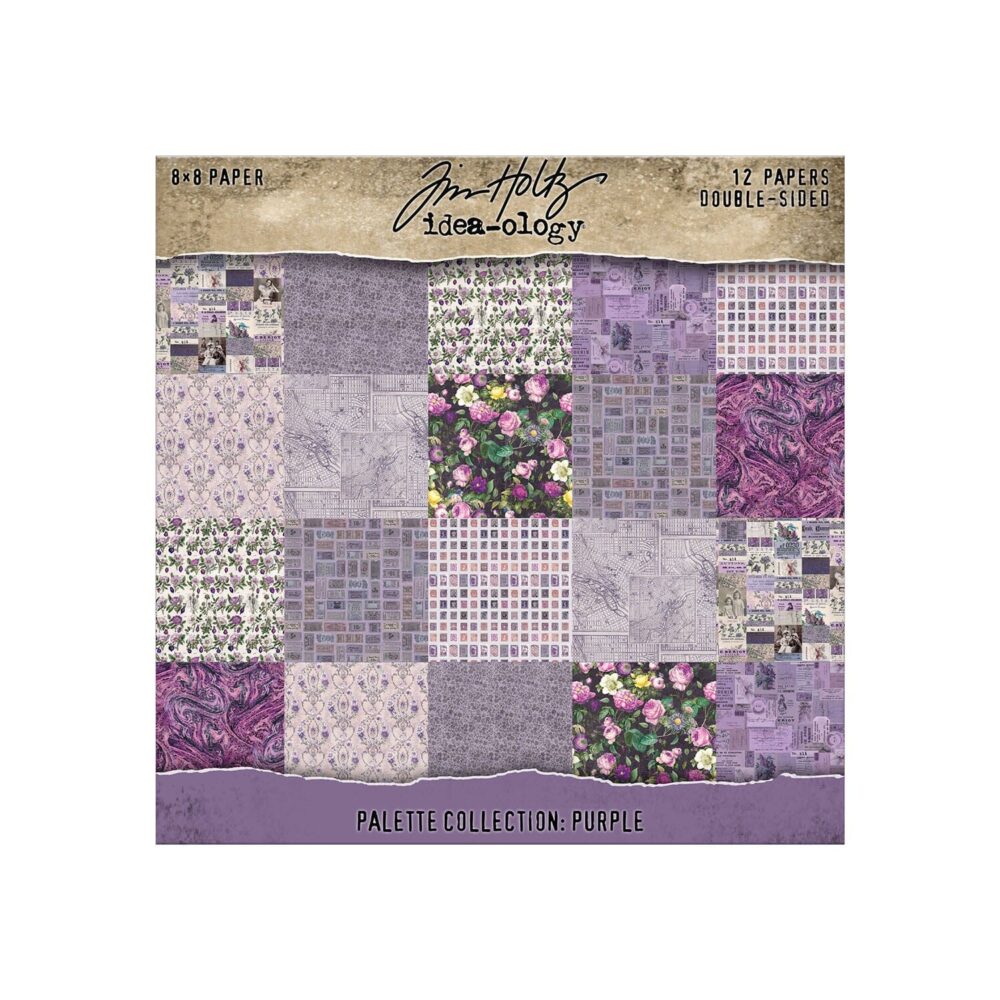Tim Holtz Idea-ology Palette Purple – Carte 8x8", 12 fogli