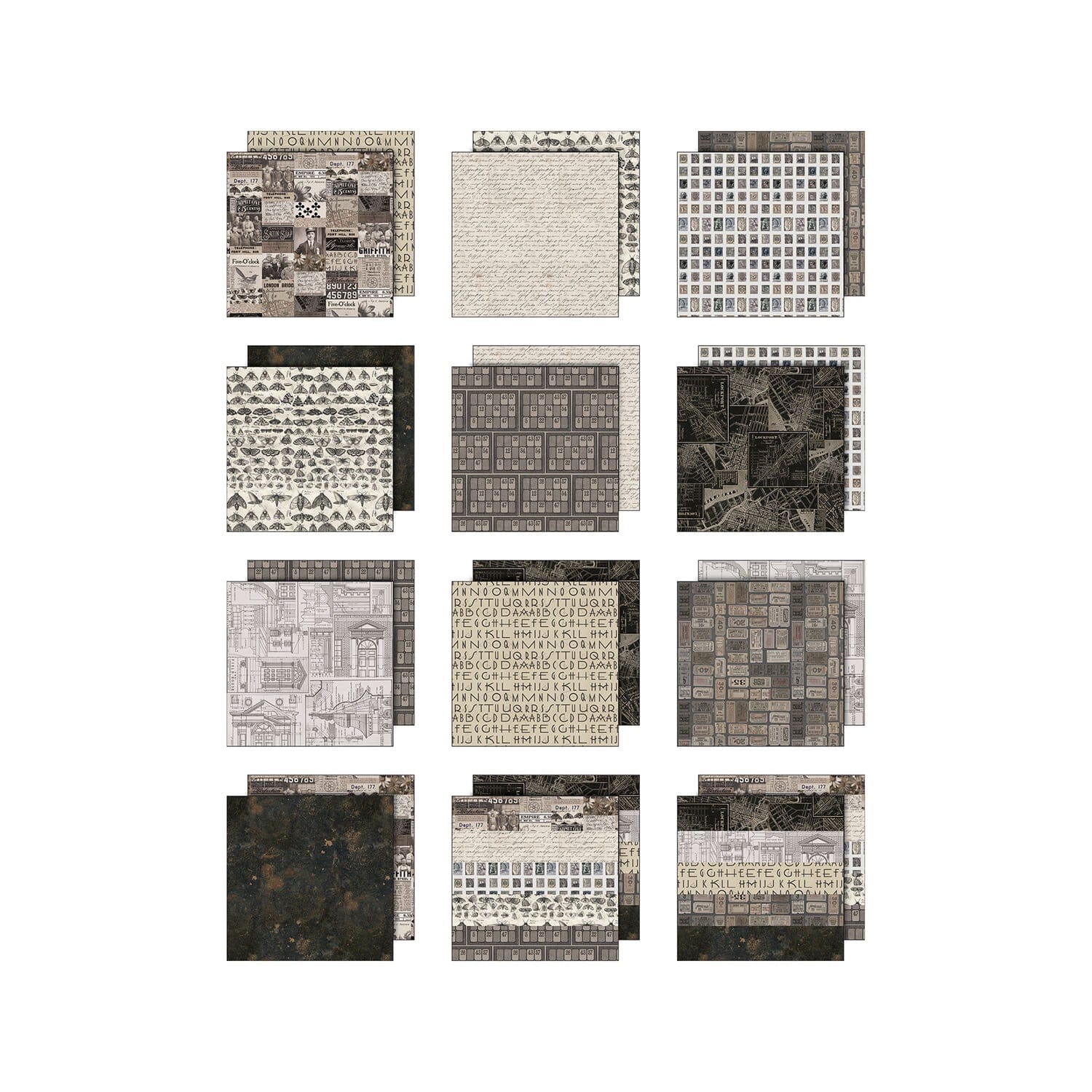 Tim Holtz Idea-ology Palette Charcoal – Carte 8x8", 12 fogli - immagine 2