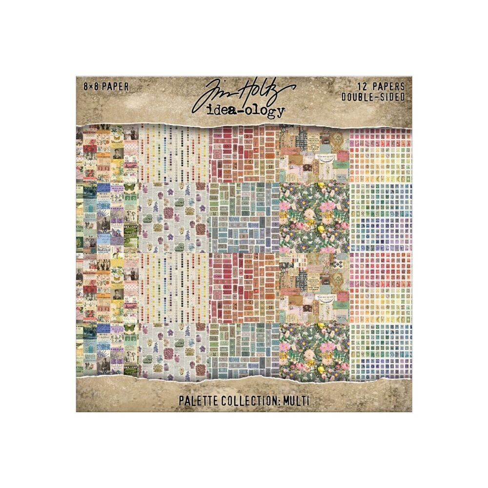 Tim Holtz Idea-ology Palette Multi – Carte 8x8", 12 fogli
