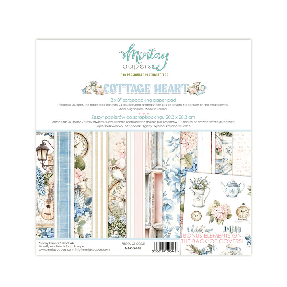Mintay Cottage Heart – Paper Pad 8×8″, 24 fogli