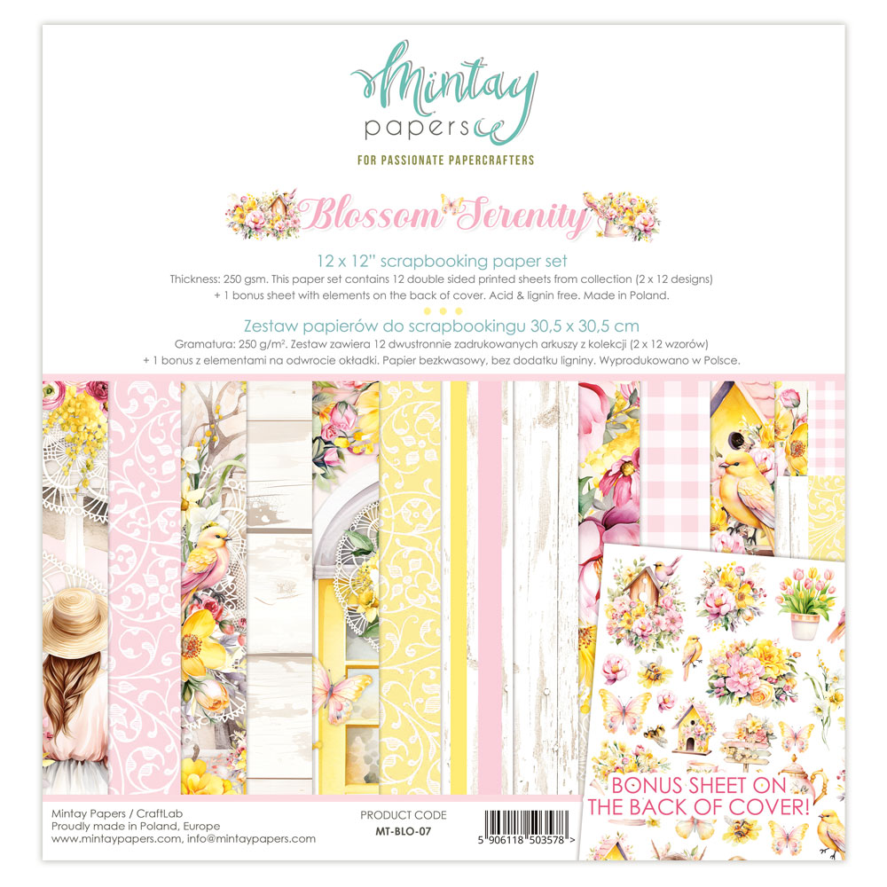 Mintay Blossom Serenity – Set Carte Scrapbooking 12×12″, 12 fogli