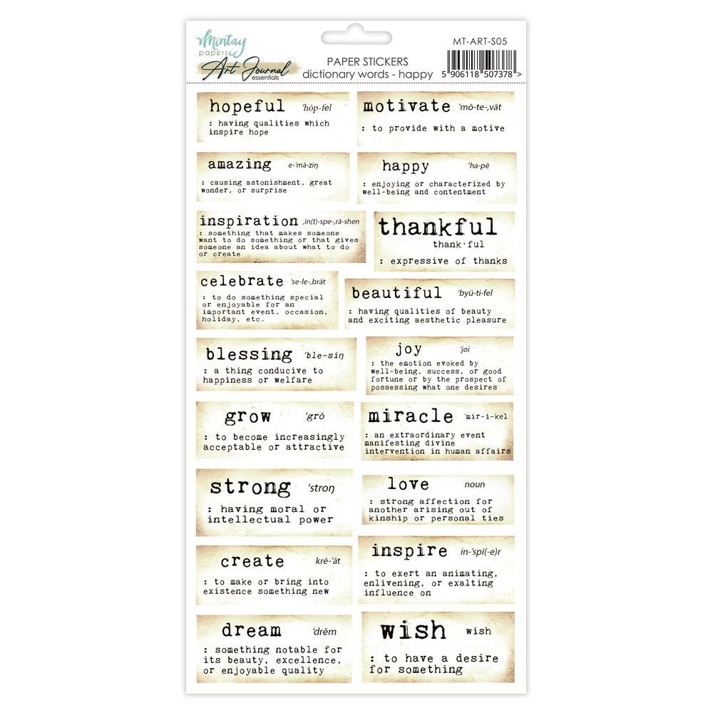 Mintay Dictionary Words Happy – Stickers Art Journal 6×12″