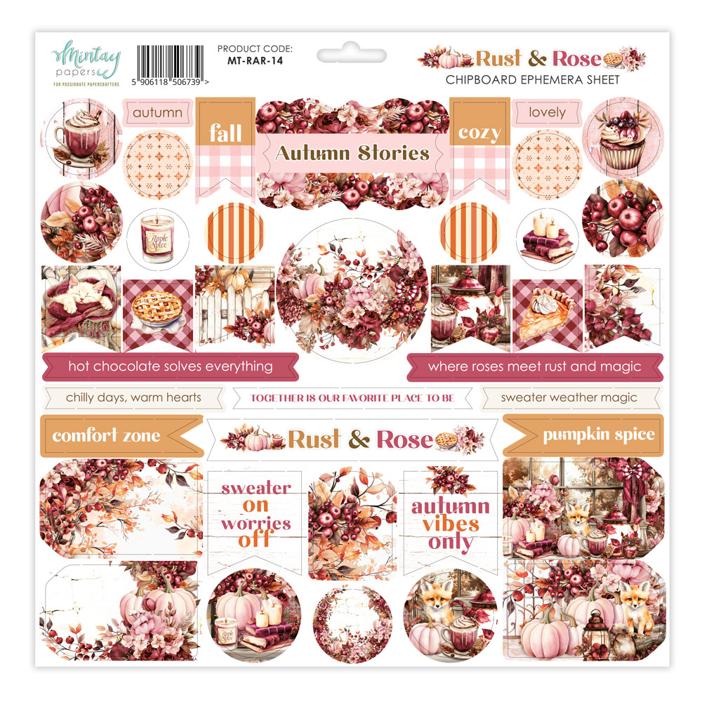Mintay Rust & Rose – Chipboard Ephemera 12×12″
