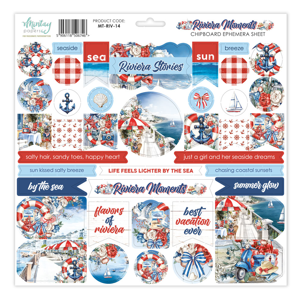 Mintay Riviera Moments – Chipboard Ephemera 12×12″