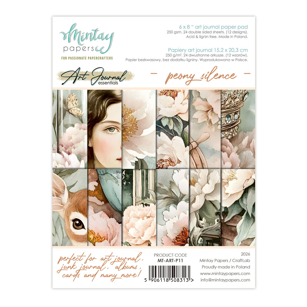 Mintay Peony Silence – Paper Pad Art Journal 6×8″, 24 fogli