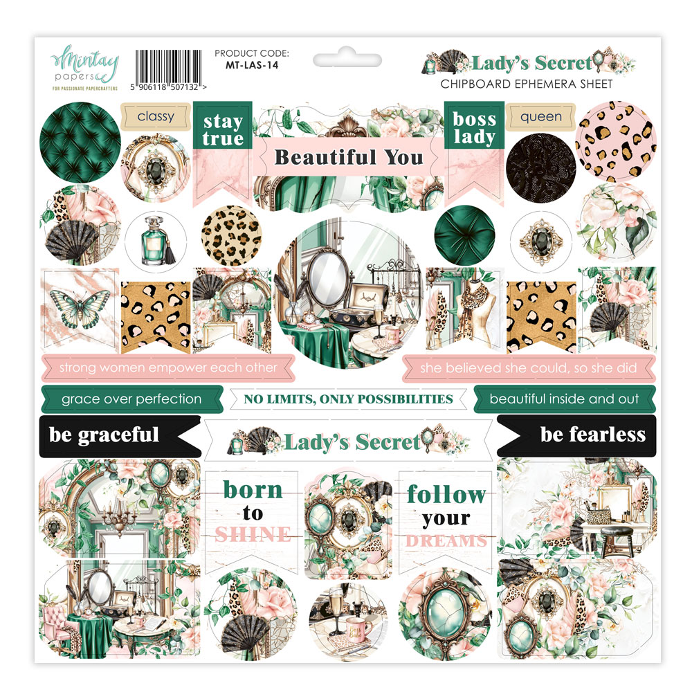 Mintay Lady's Secret – Chipboard Ephemera 12×12″