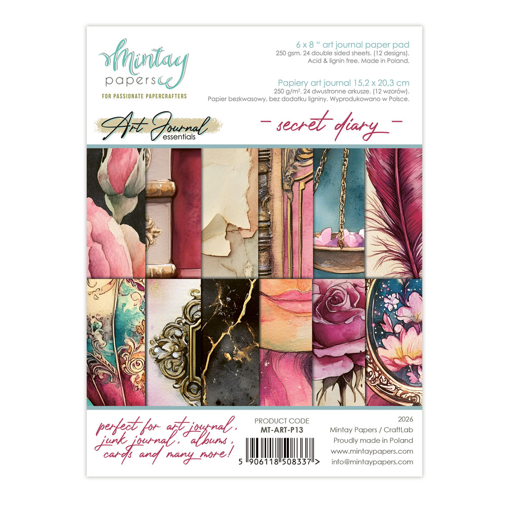 Mintay Secret Diary – Paper Pad Art Journal 6×8″, 24 fogli