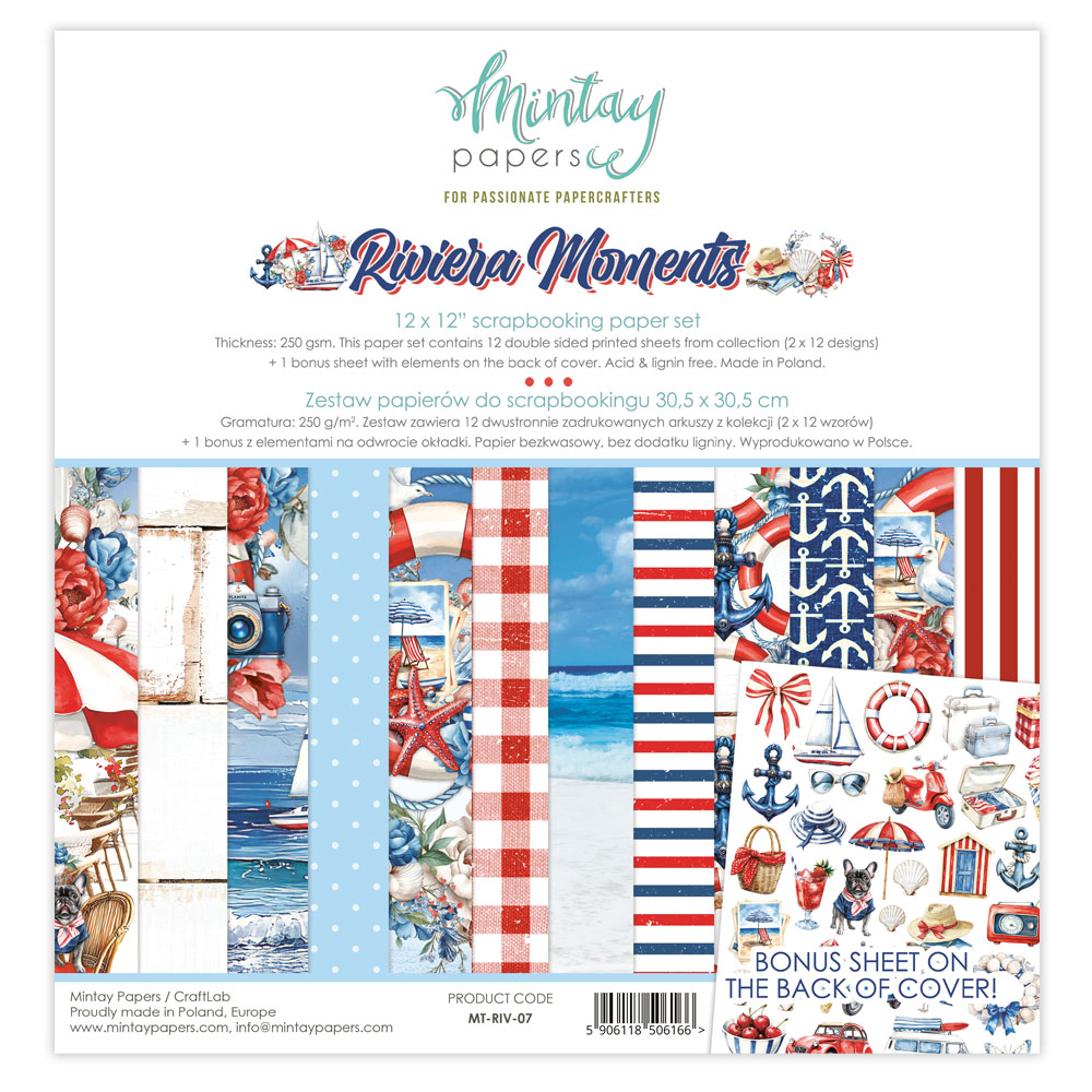 Mintay Riviera Moments – Set Carte Scrapbooking 12×12″, 12 fogli
