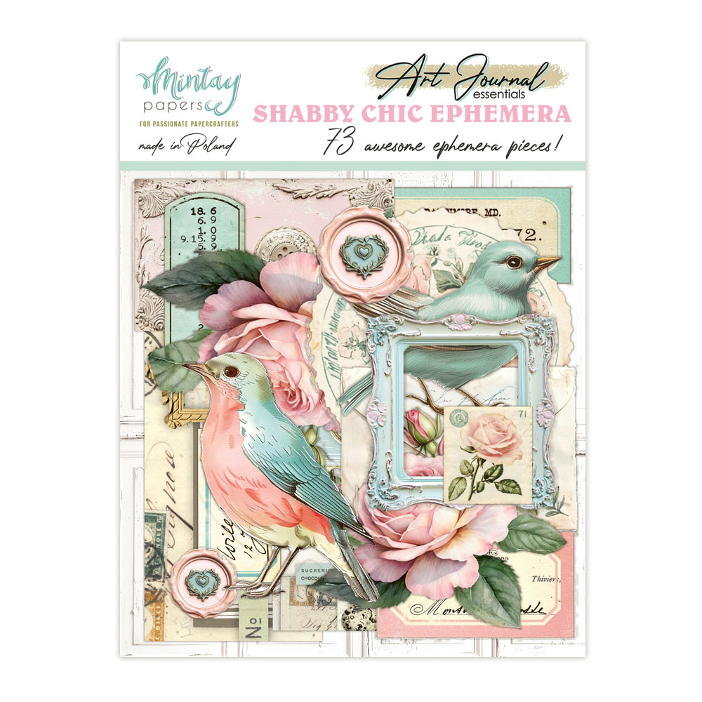 Mintay Shabby Chic – Ephemera Art Journal, 73 pezzi