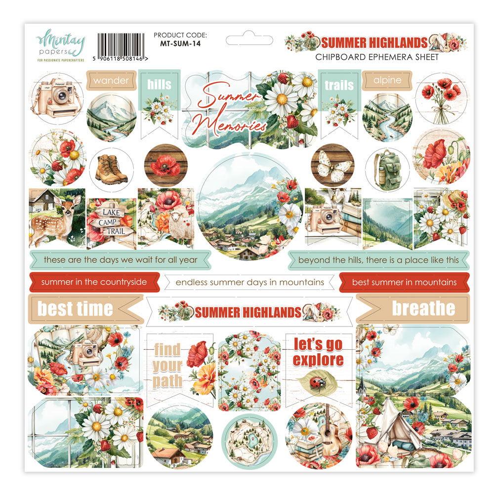 Mintay Summer Highlands – Chipboard Ephemera 12×12″