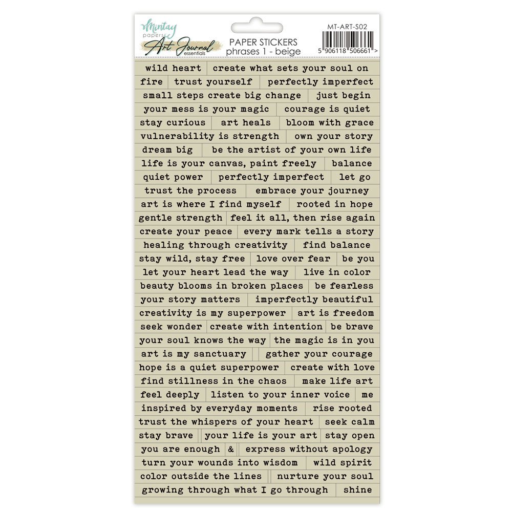 Mintay Phrases 1 Beige – Stickers Art Journal 6×12″