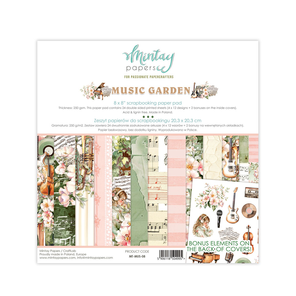 Mintay Music Garden – Paper Pad 8×8″, 24 fogli
