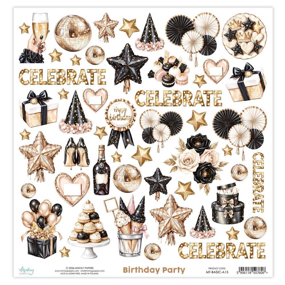 Mintay Basic Birthday Party – Elementi da ritagliare 12×12″
