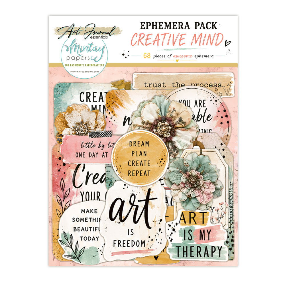 Mintay Creative Mind – Ephemera Art Journal, 68 pezzi