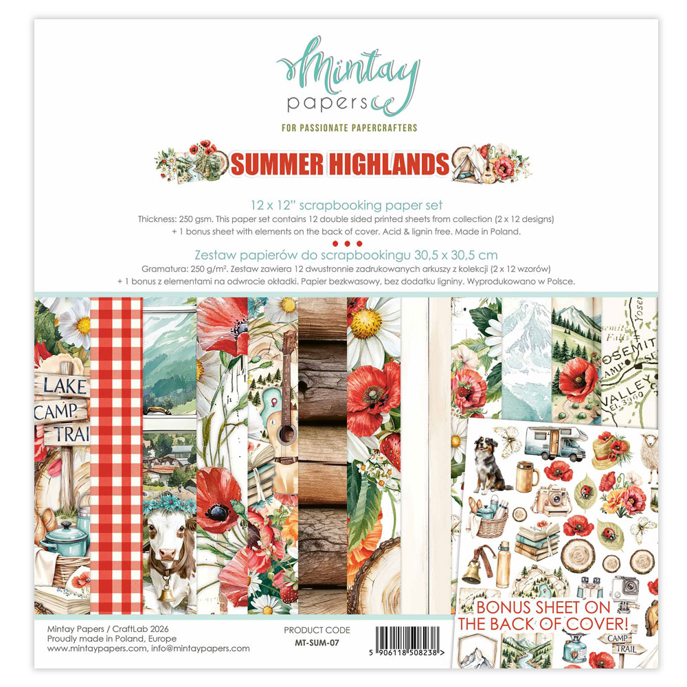 Mintay Summer Highlands – Set Carte Scrapbooking 12×12″, 12 fogli