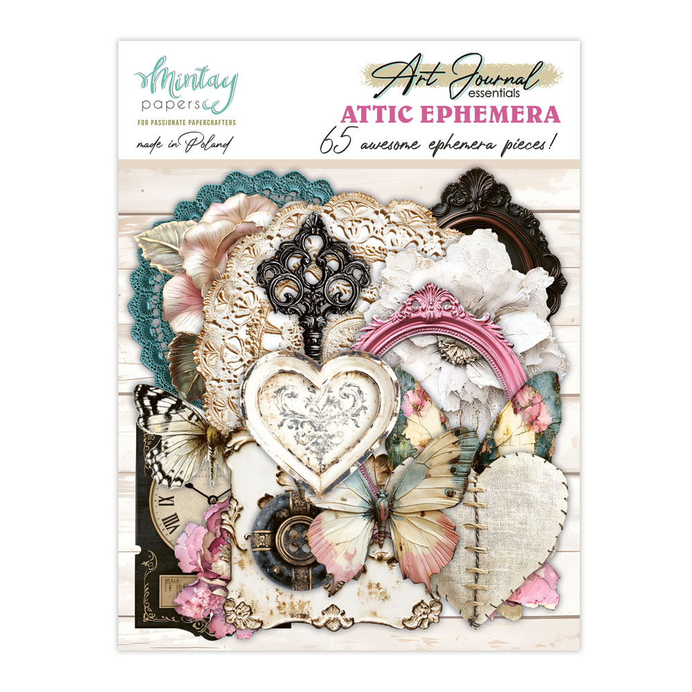 Mintay Attic – Ephemera Art Journal, 65 pezzi