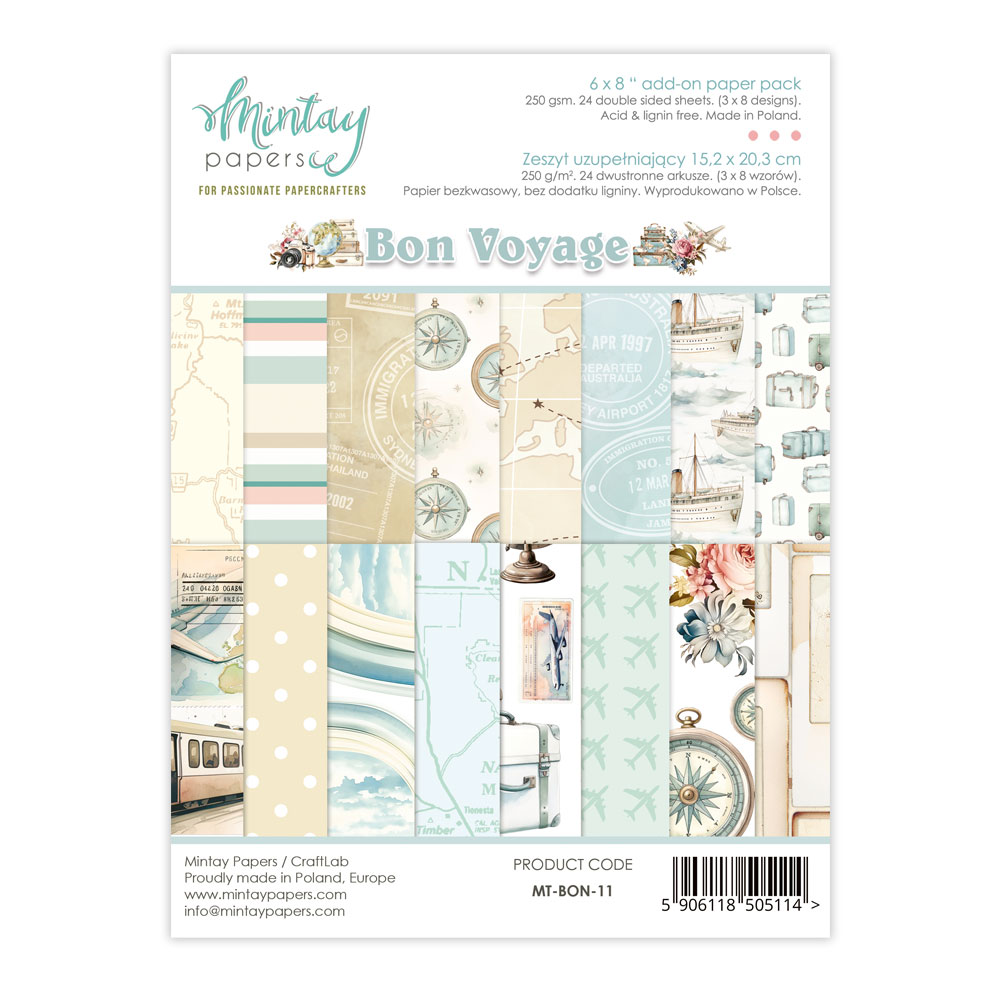 Mintay Bon Voyage – Add-On Paper Pad 6×8″, 24 fogli