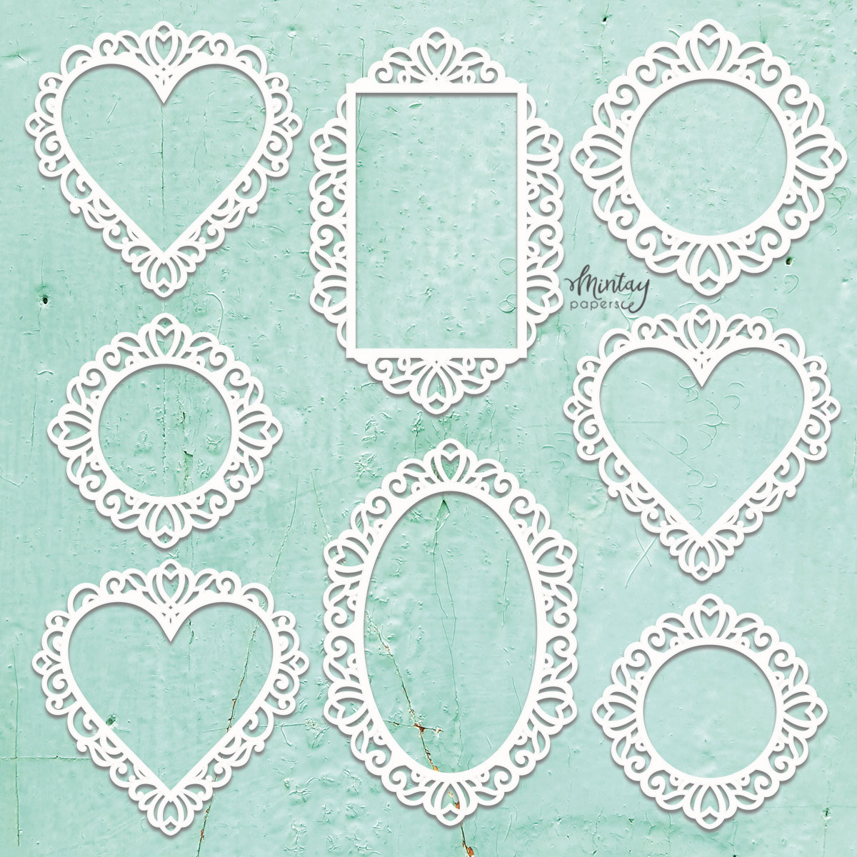 Mintay Chippies Decor Ornate Frames – Chipboard 12×12″