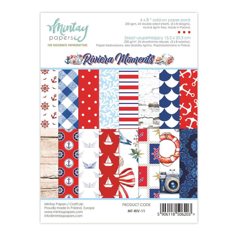 Mintay Riviera Moments – Add-On Paper Pad 6×8″, 24 fogli